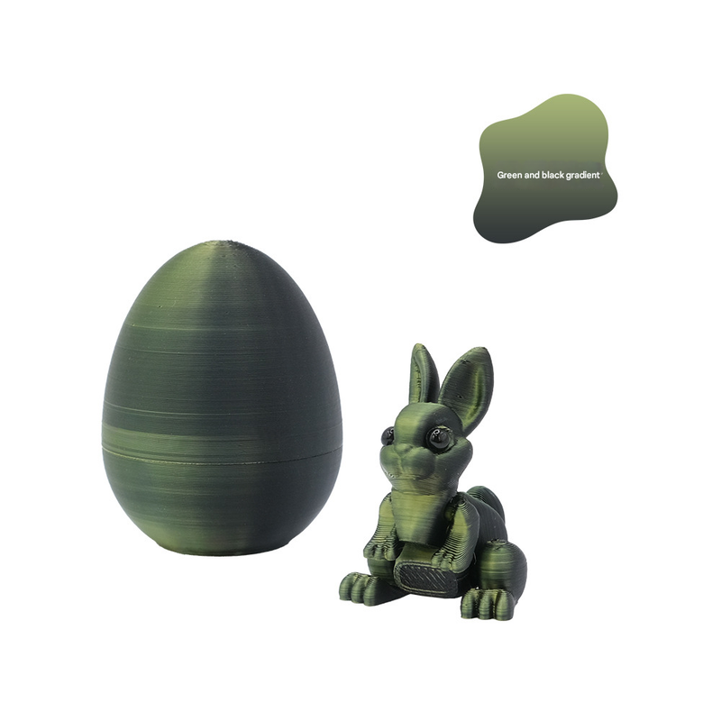 3-Piece Black-to-green gradient Easter Surprise Egg Set – Identical Interactive Figurines with Hinged Shell, Collectible Holiday Display Toy