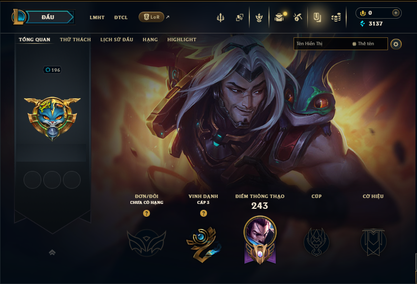 Acc LMHT # - Không Khung