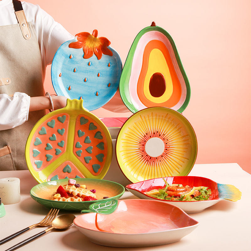 Avocado Peach Strawberry Shaped Ceramic Serving Dinner Party Dessert Plates  | eBay