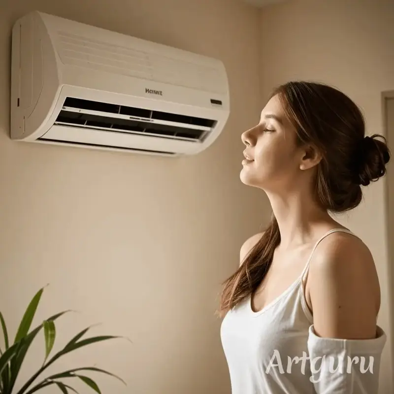 uma mulher em ambiente climatizado agradável