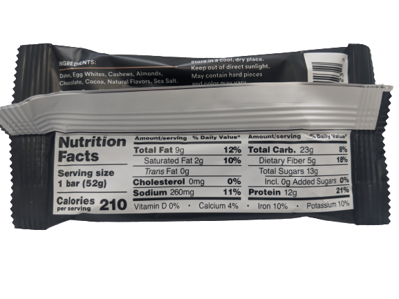 Chocolate Sea Salt RX Bar Nutrition Facts