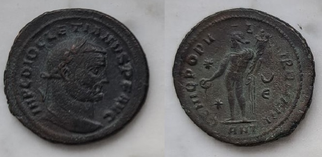 Nummus de Diocleciano. GENIO POPVLI ROMANI. Antioquía Diocleant