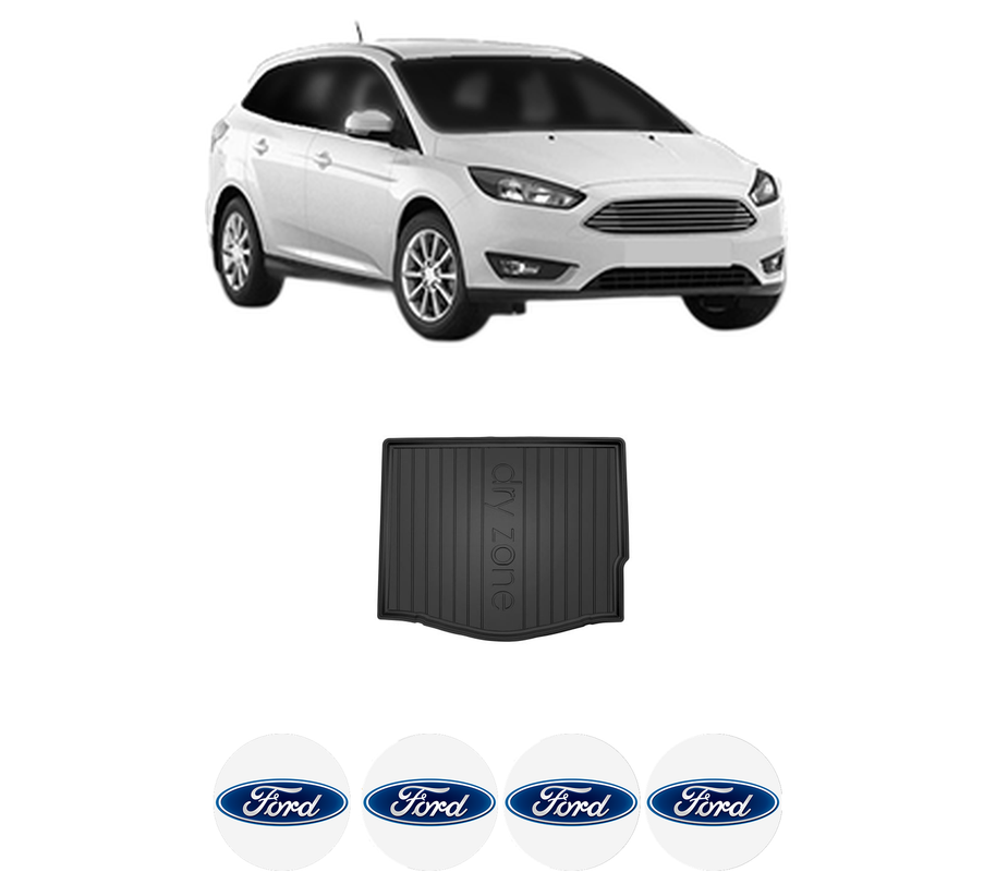 Tavita Portbagaj FORD FOCUS III Estate Van din 2012-2020, Protectie Portbagaj Auto, 4x Stickere auto cu FORD