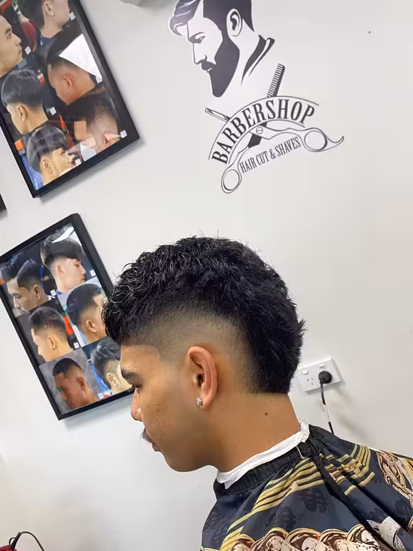 Barber products on display