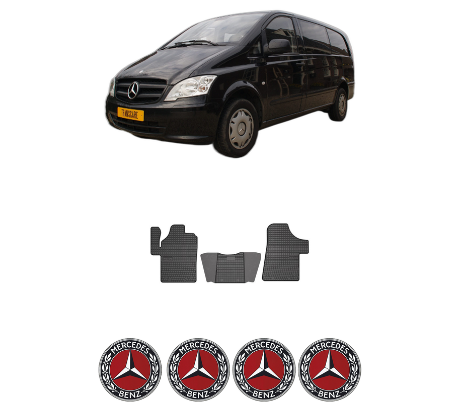 Set covorase presuri MERCEDES-BENZ VITO / MIXTO Van (W639) din 2003-2012, auto, din cauciuc thermoplastic, 4 Stickere auto cu MERCEDES-BENZ