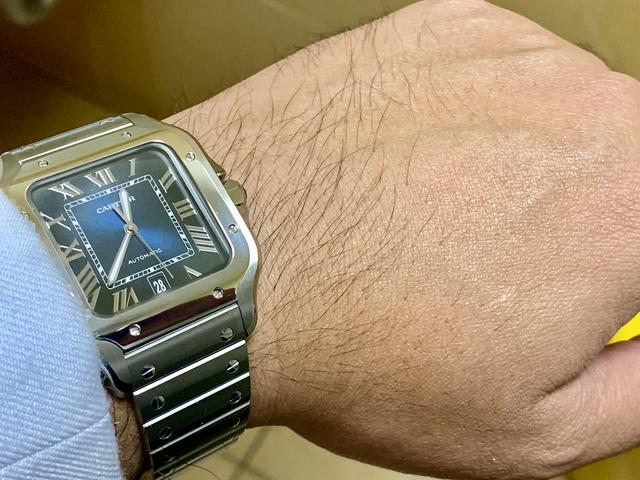 cartier santos large blue dial