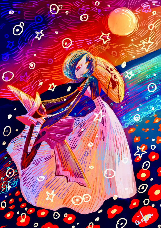 gardevoir-and-aegislash-pokemon-drawn-by