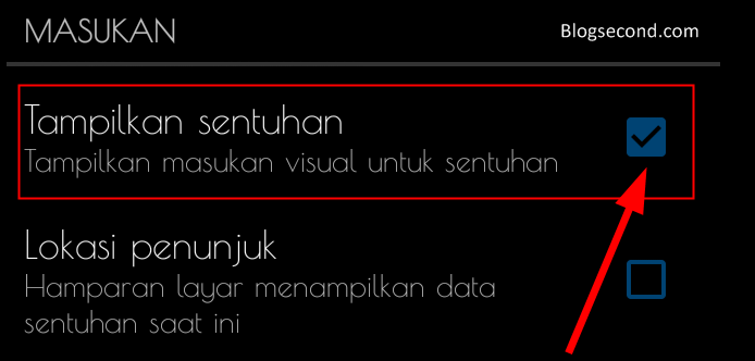 Mengaktifkan Efek Sentuhan di Android