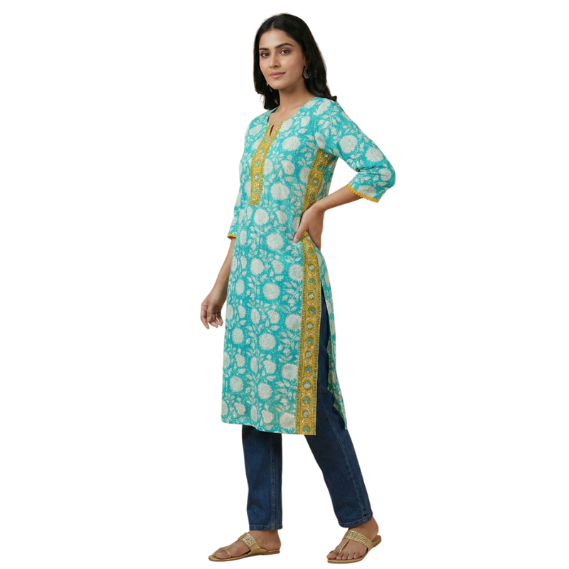 Qyaari by Penkraft Ethnic Handblock Kurti