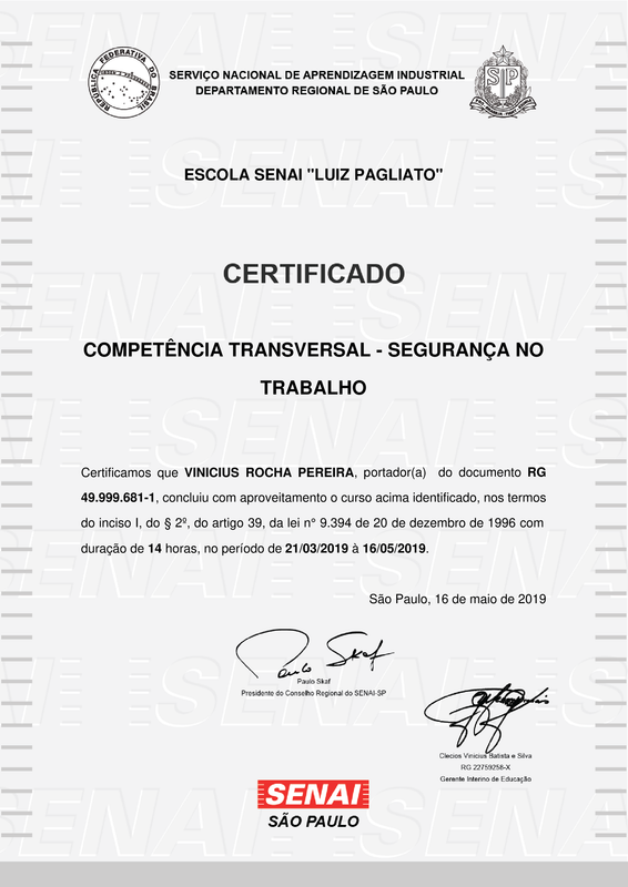 Certificado - CT em Segurança do Trabalho