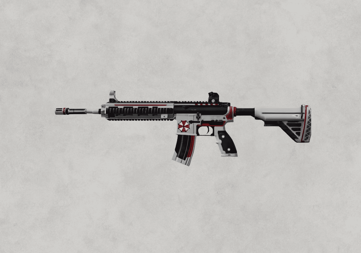 سكن M416 Umbrella – تصميم أحمر أبيض مستوحى من راكون سيتي