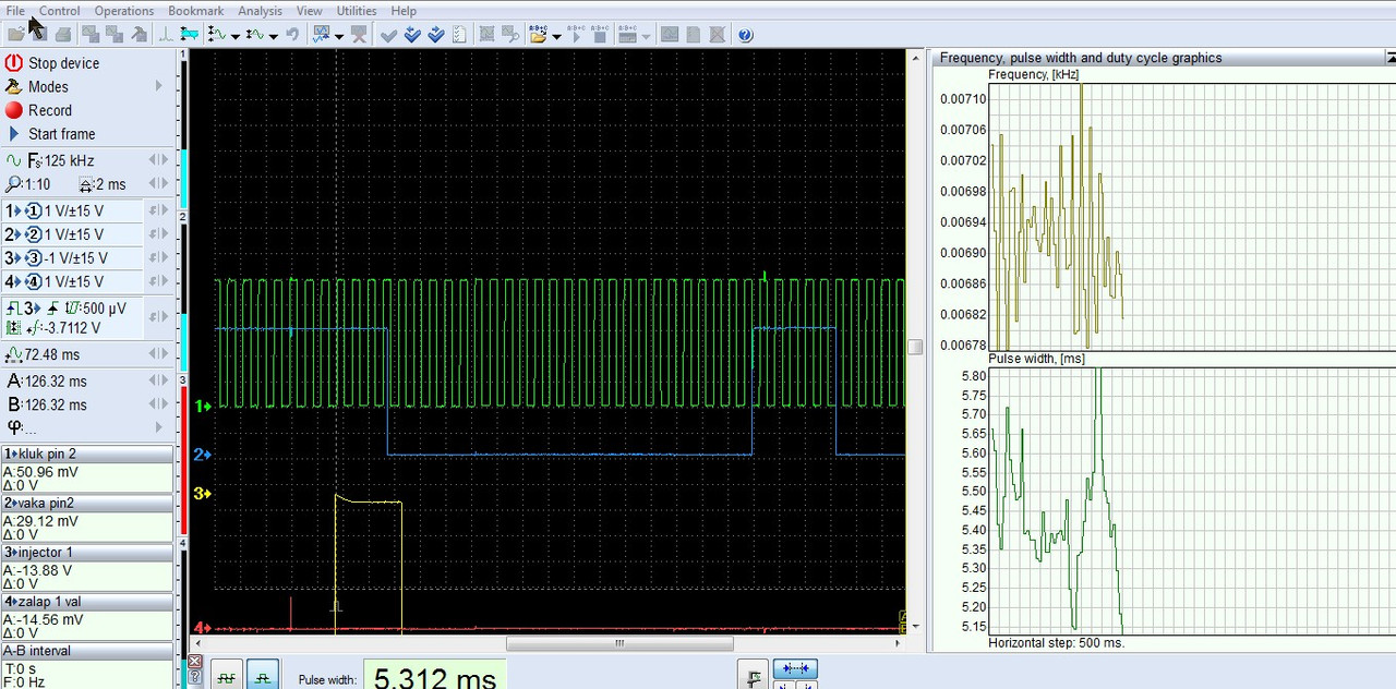nepravidelný chod mnoho paliva