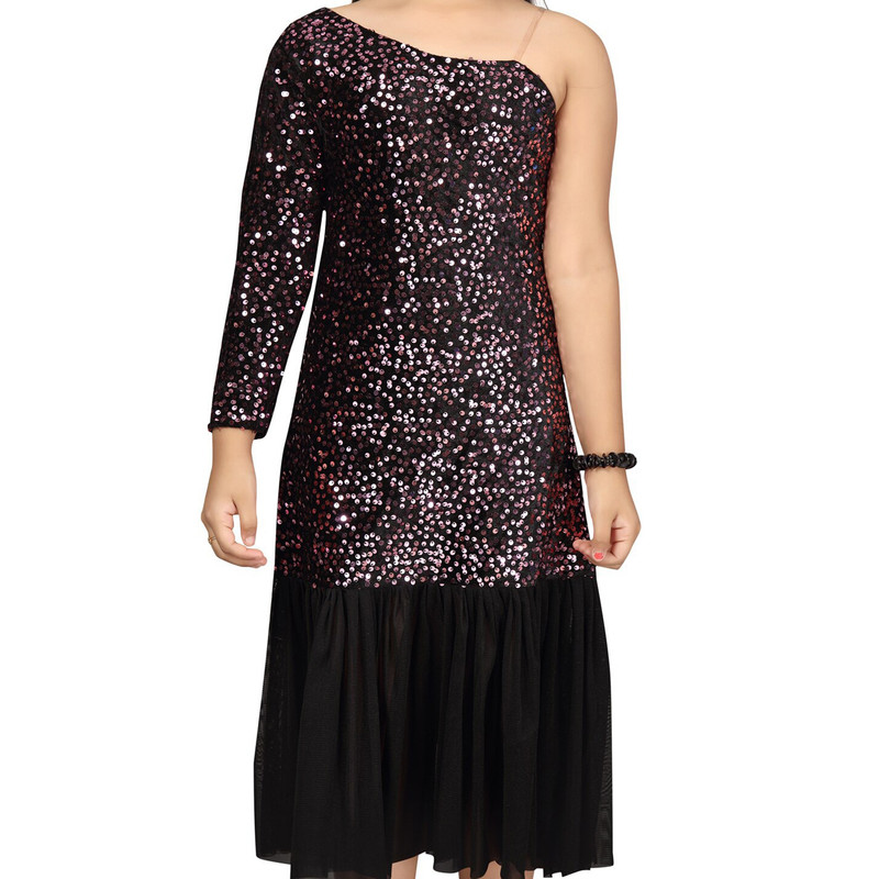 Kids Girls Bodycon Midi Dress Long Sleeves Fancy Frocks Festival Party Dresses - Picture 5 of 12