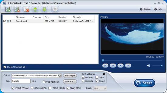 iLike Video to HTML5 Converter 2.5.0.0