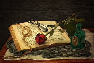 mươi - Thơ hoạ Nguyễn Thành Sáng & Tam Muội (1794) Rose-glasses-chain-book-still-life-hd-wallpaper-preview