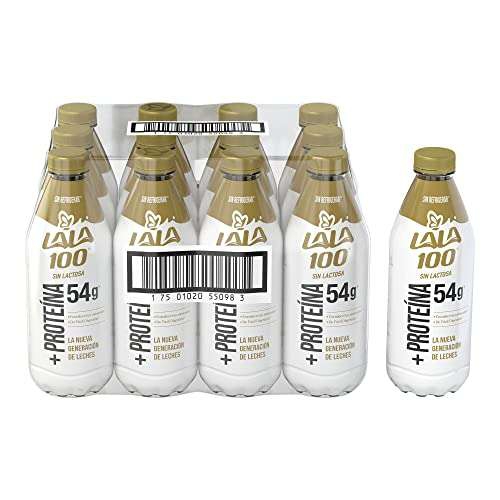 Amazon: Lala 100 Leche más Proteína Sin Lactosa Parcialmente Descremada con Proteína sin Refrigerar,1 12 Piezas con Tapa de 1 Litro 
