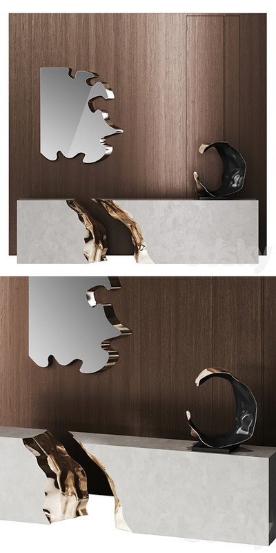 Reception desk with liquid element