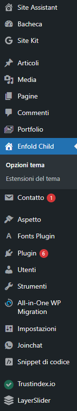 WordPress menu in www.italianafinanziamenti.it