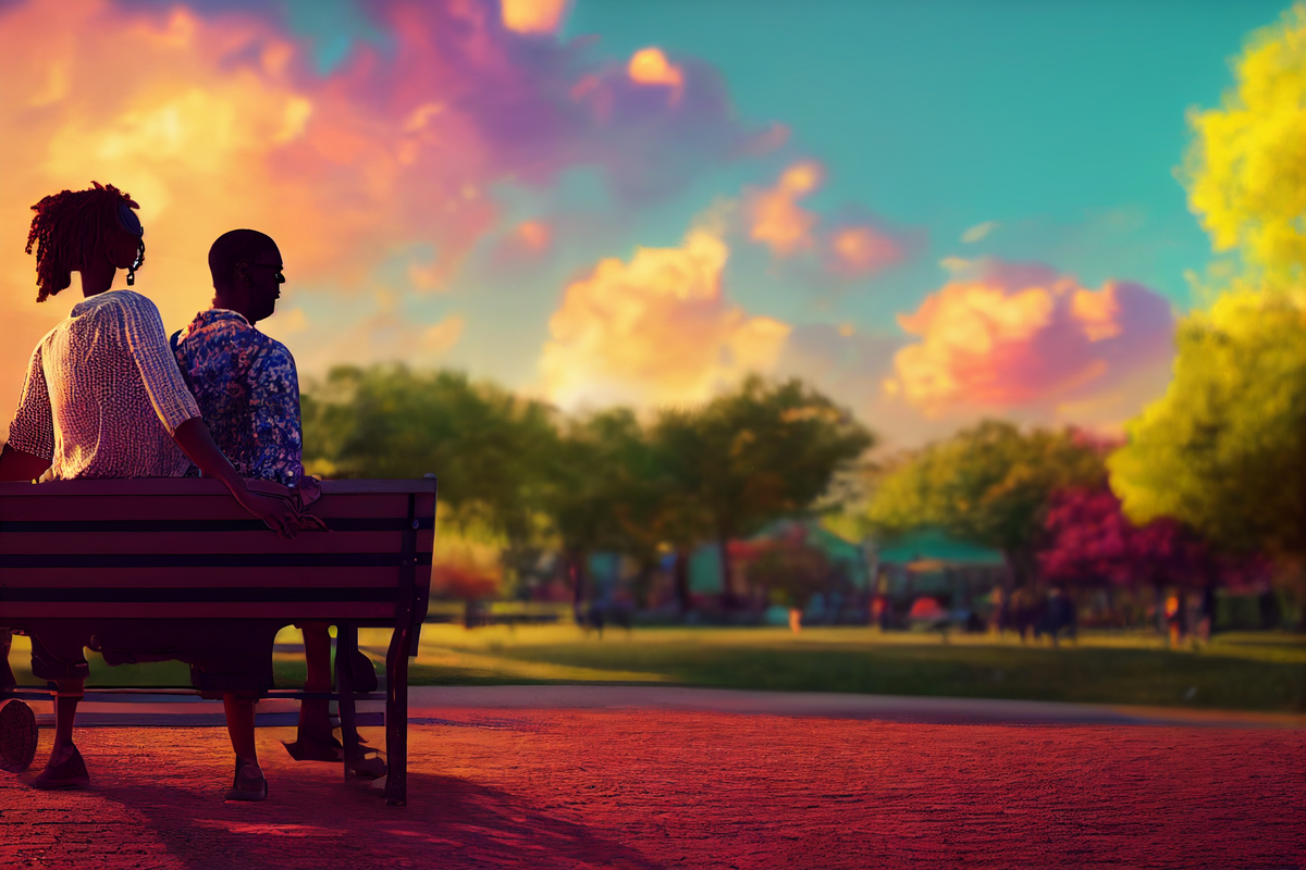 newdiscovery437-black-couple-on-a-park-bench-summer-colors-land-8c7e1034-76a4-46e4-b409-5acc3f06aa20.png