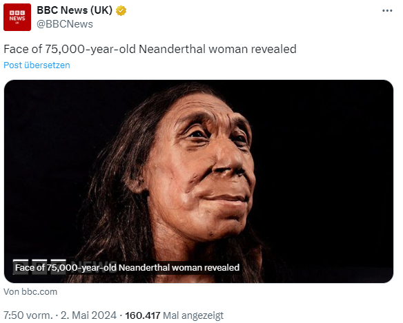 Gesicht einer Neandertalerin