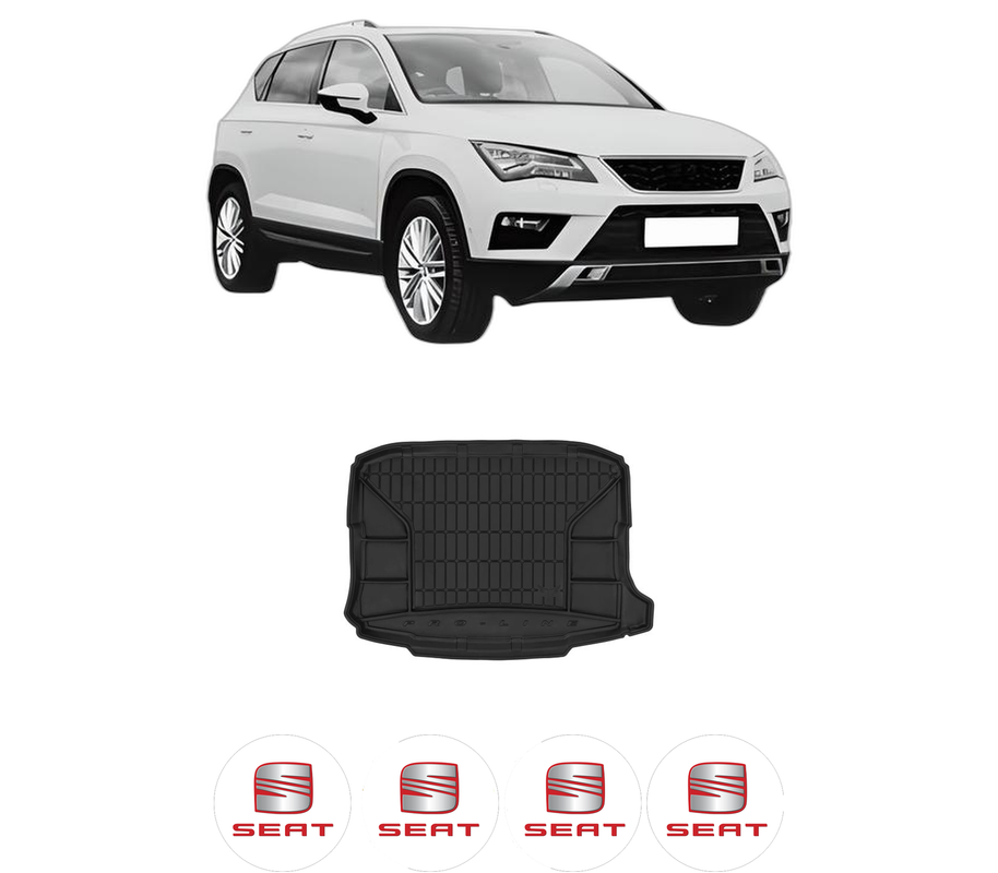 Tavita Portbagaj SEAT ATECA (KH7, KHP) din 2016-2021, Protectie Portbagaj Auto, 4x Stickere auto cu SEAT