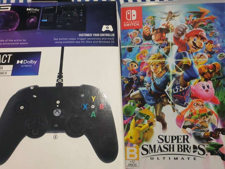 Elektra: Super Smash Bros $840 y control Xbox Rig Pro Compact $400 
