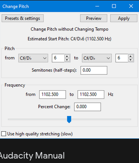 expected result from audacity manual