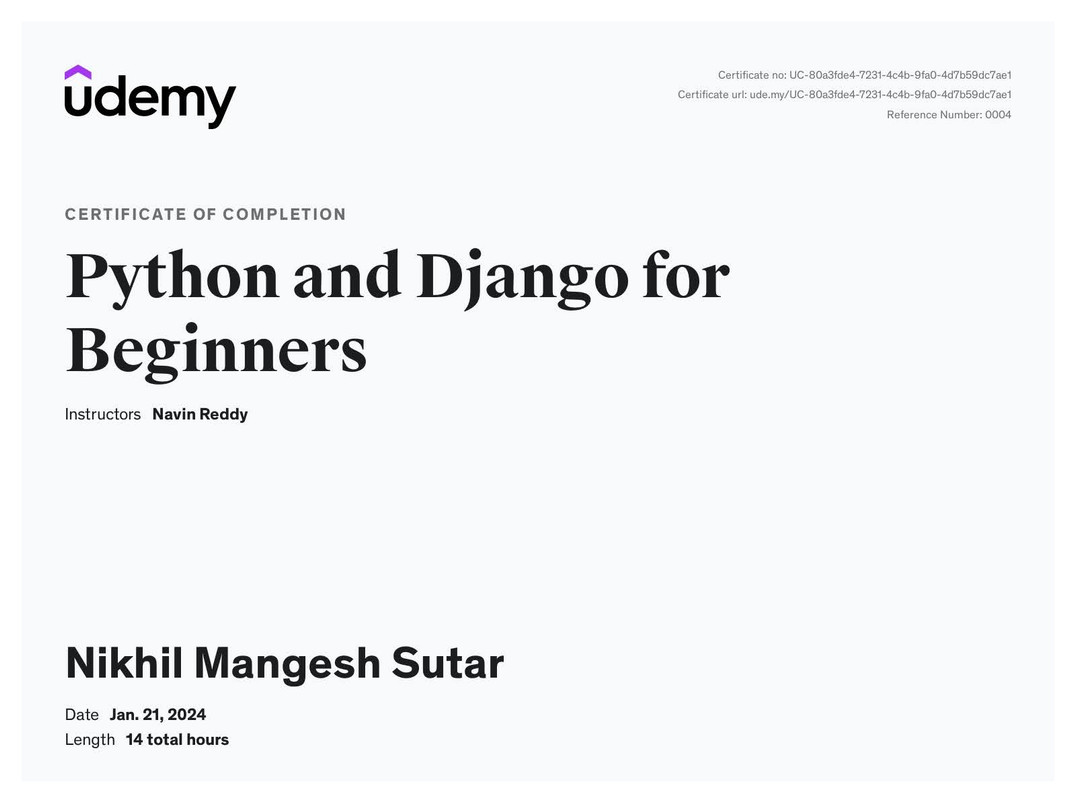 Python & Django Certificate
