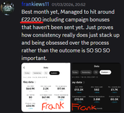 Frank - £22,000 best month yet