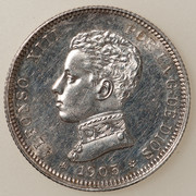 2 pesetas 1905. Alfonso XIII PAS5559