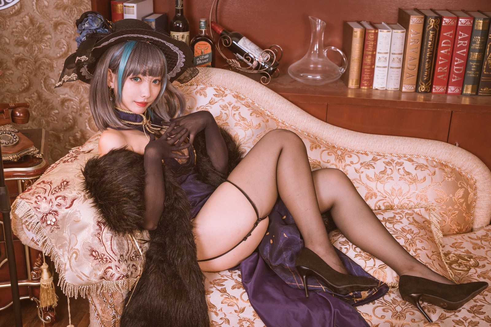 宮本桜 柴郡旗袍 Cosplay 写真｜音乐绚烂 Cait Sith 主题（20P｜409MB）插图9