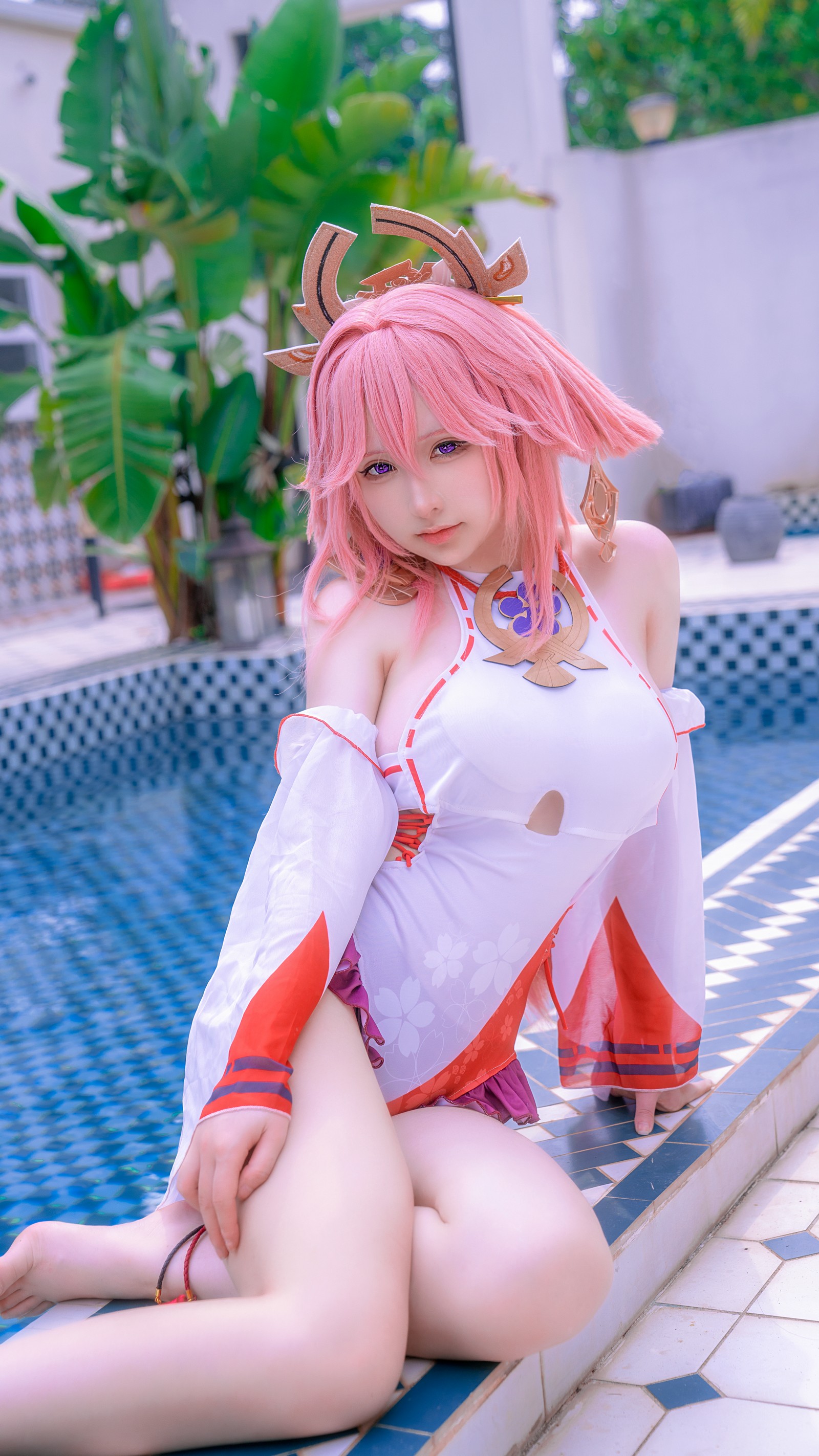 樱梨梨 八重神子 泳装 Cosplay 写真合集｜原神角色高清图集（29P｜429MB）插图1