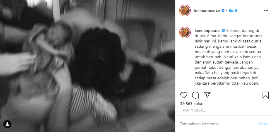 Keenan Pearce dikaruniai anak kedua
