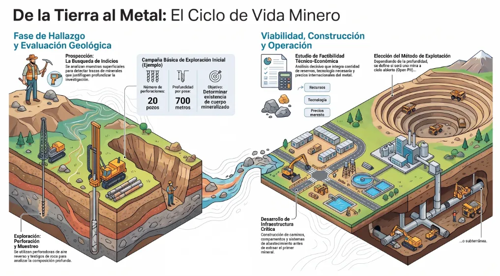 Infografía sobre el nacimiento de una mina.