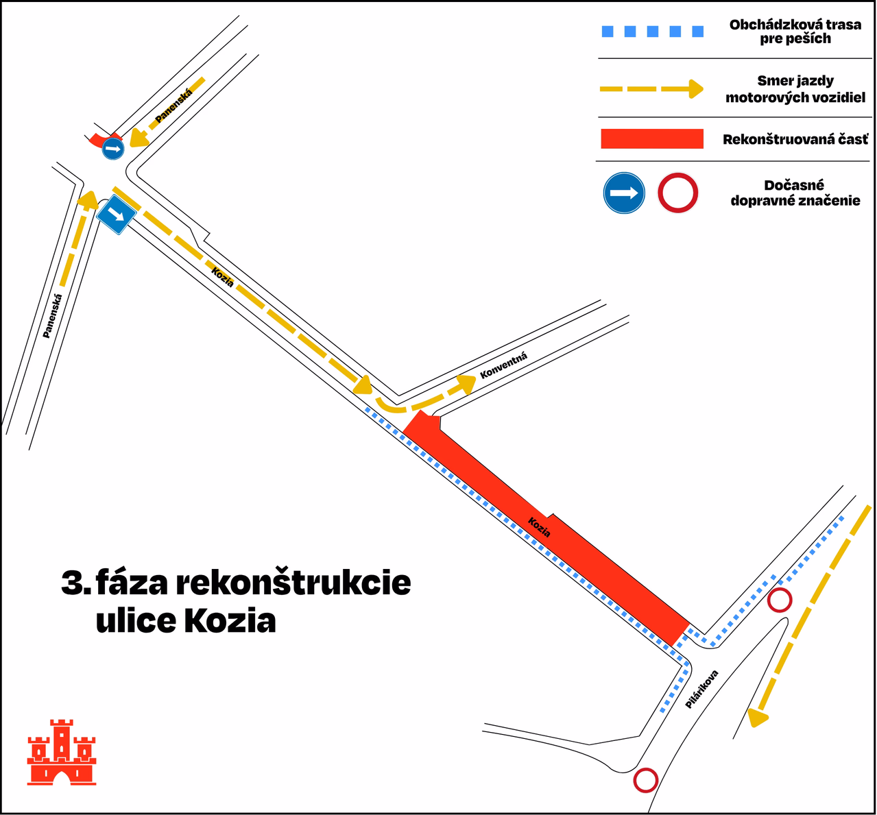3. fáza prác opráv Kozej ulice v Starom Meste.