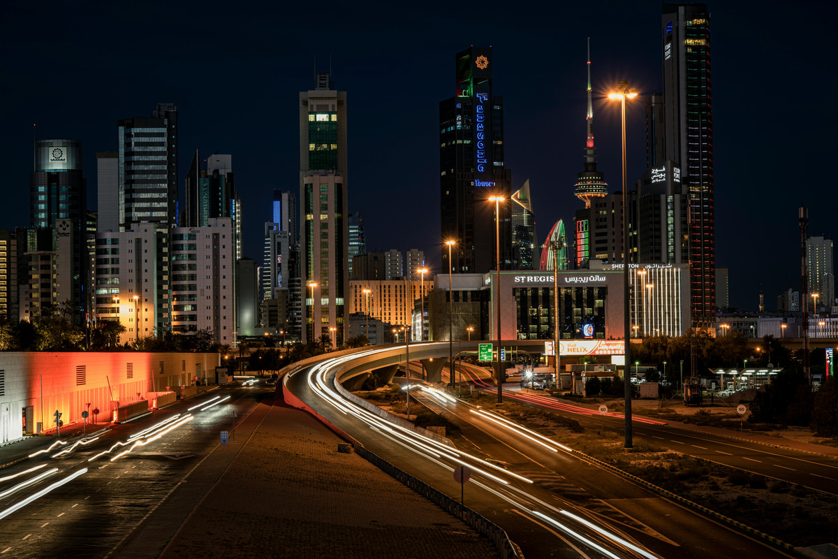 Kuwait skyline at night