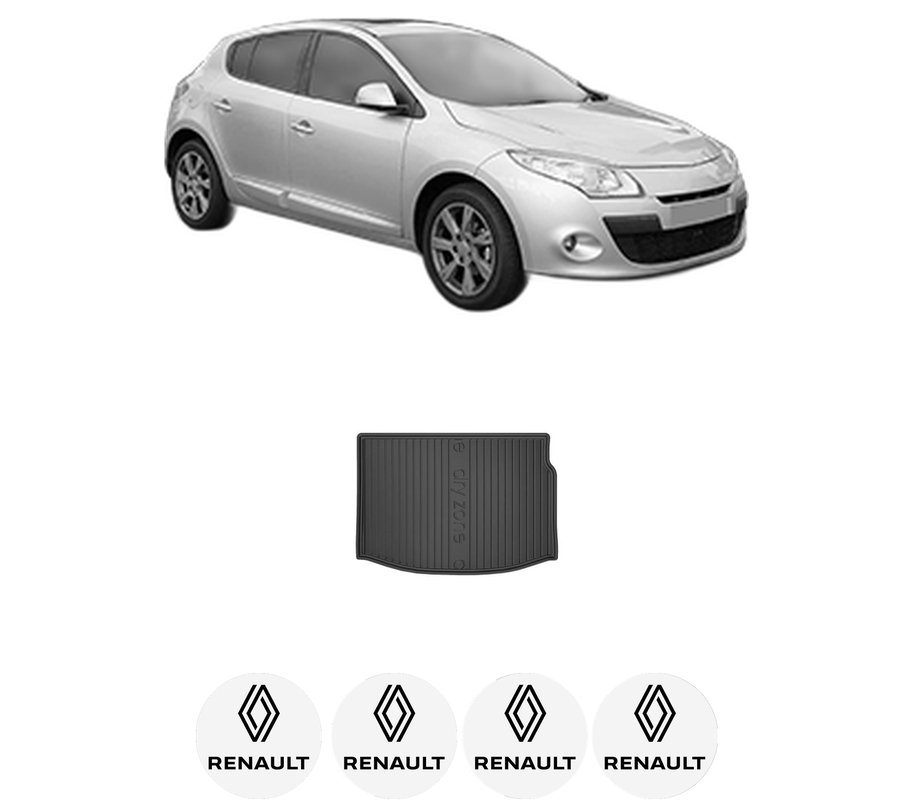 Tavita Portbagaj RENAULT MEGANE III Hatchback Van (BZ_) din 2008-2015, Protectie Portbagaj Auto, 4x Stickere auto cu RENAULT