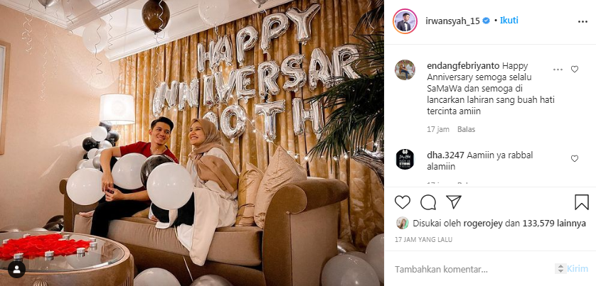Perayaan ulang tahun pernikahan ke-10 Zaskia Sungkar dan Irwansyah