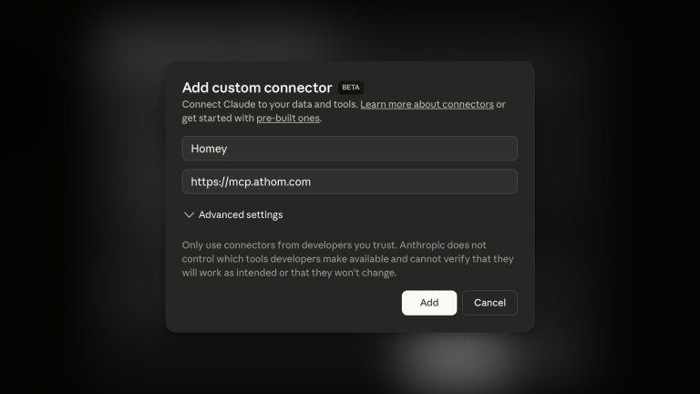 [Imagen: homey-claude-custom-connector-768x432.png]