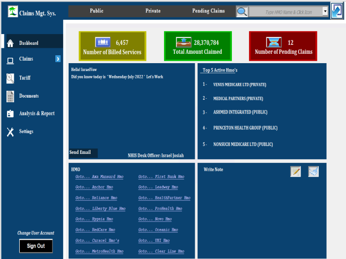 Israel Management System Israel Josiah | NHIS Claims Management System