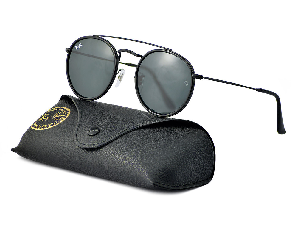 ROUND DOUBLE BRIDGE Sunglasses in Black and Blue/Grey - RB3647N
