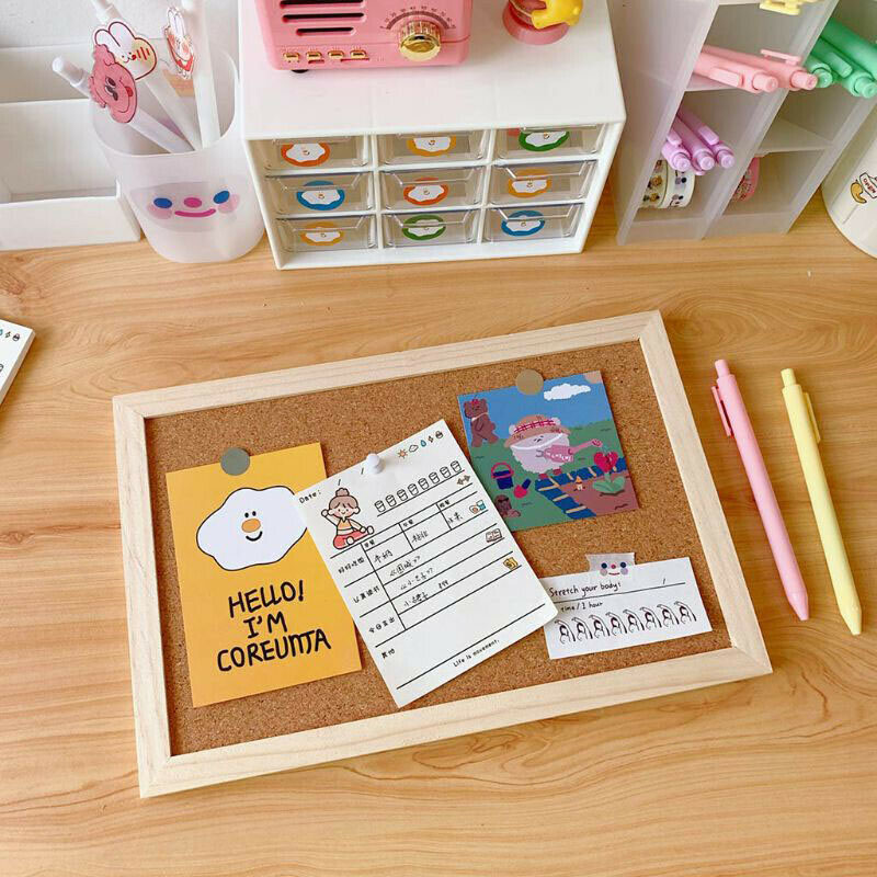 Cork Pin Wall Message Memo Bulletin Wooden Frame Notice Board Home Office School