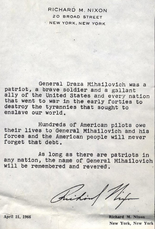 Letter_from_Richard_Nixon,_on_the_death_of_Draza_Mihailovich
