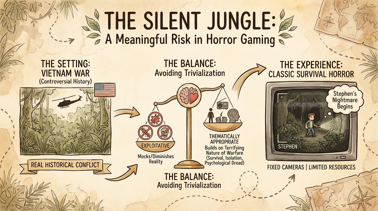 Gaming controller with atmospheric lighting representing survival horror games