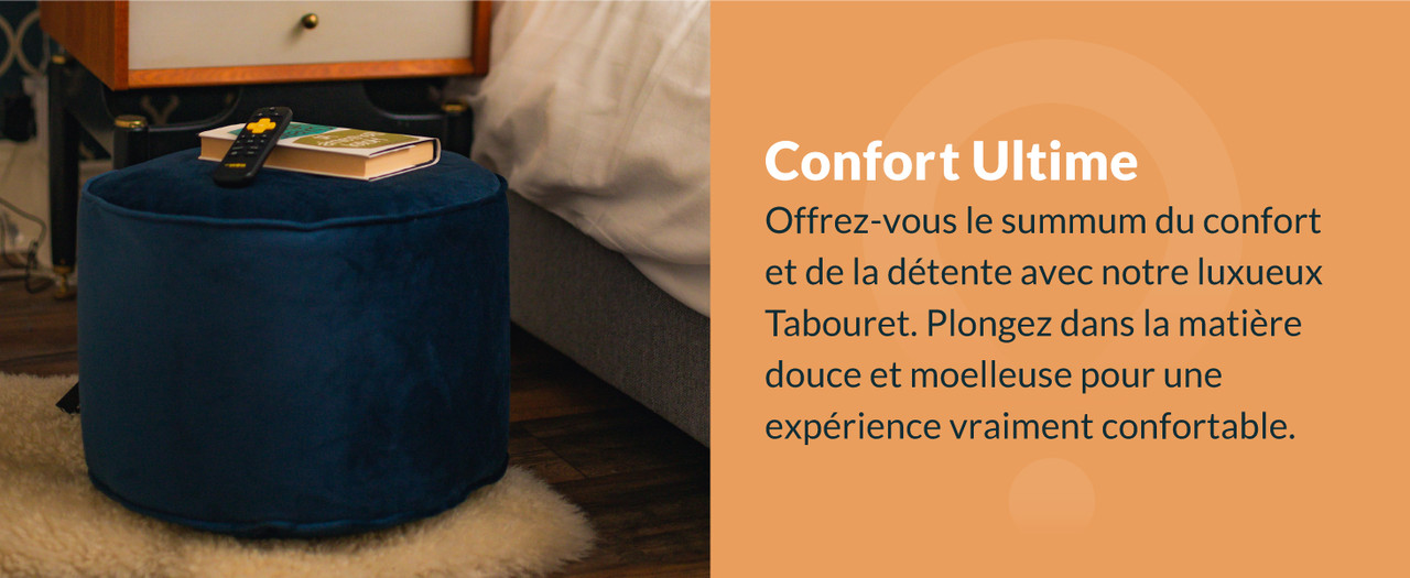 Repose-pieds Rond Ottoman John Lewis Velours Bleu - 65x40cm - Comme Neuf