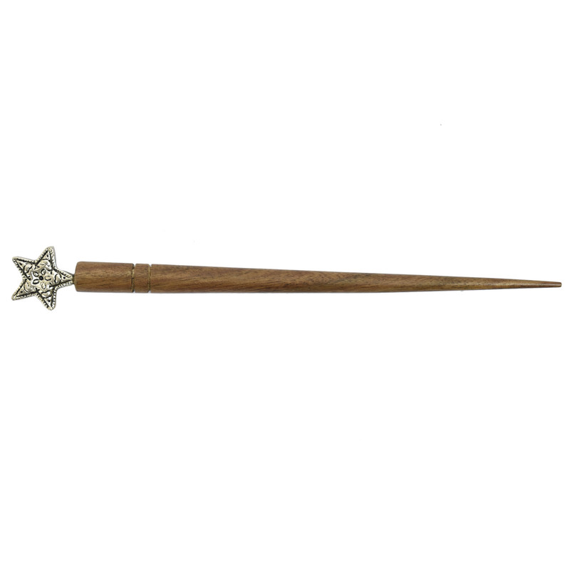 Women Juda Hair Pin Wood & Metal Handmade Beautiful Design Traditional Stick Pin - Picture 20 of 40
