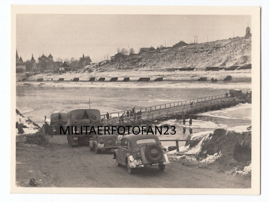 Wehrmacht Vormarsch Kriegsbrücke LKW PKW Stariza