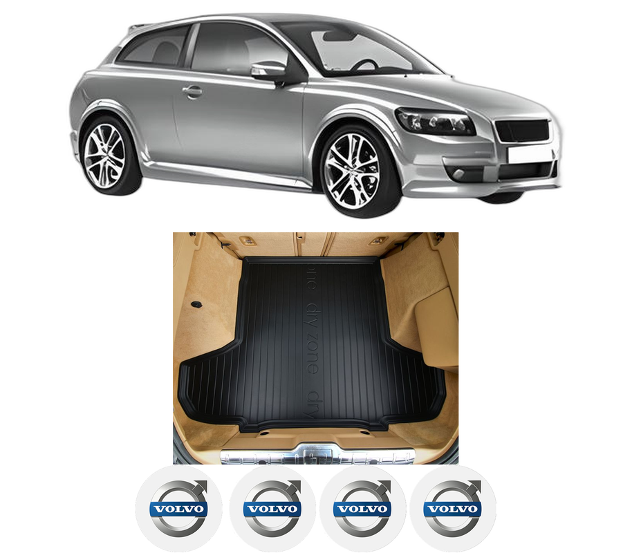 Tavita Portbagaj VOLVO C30 (533) din 2006-2012, Protectie Portbagaj Auto, 4x Stickere auto cu VOLVO