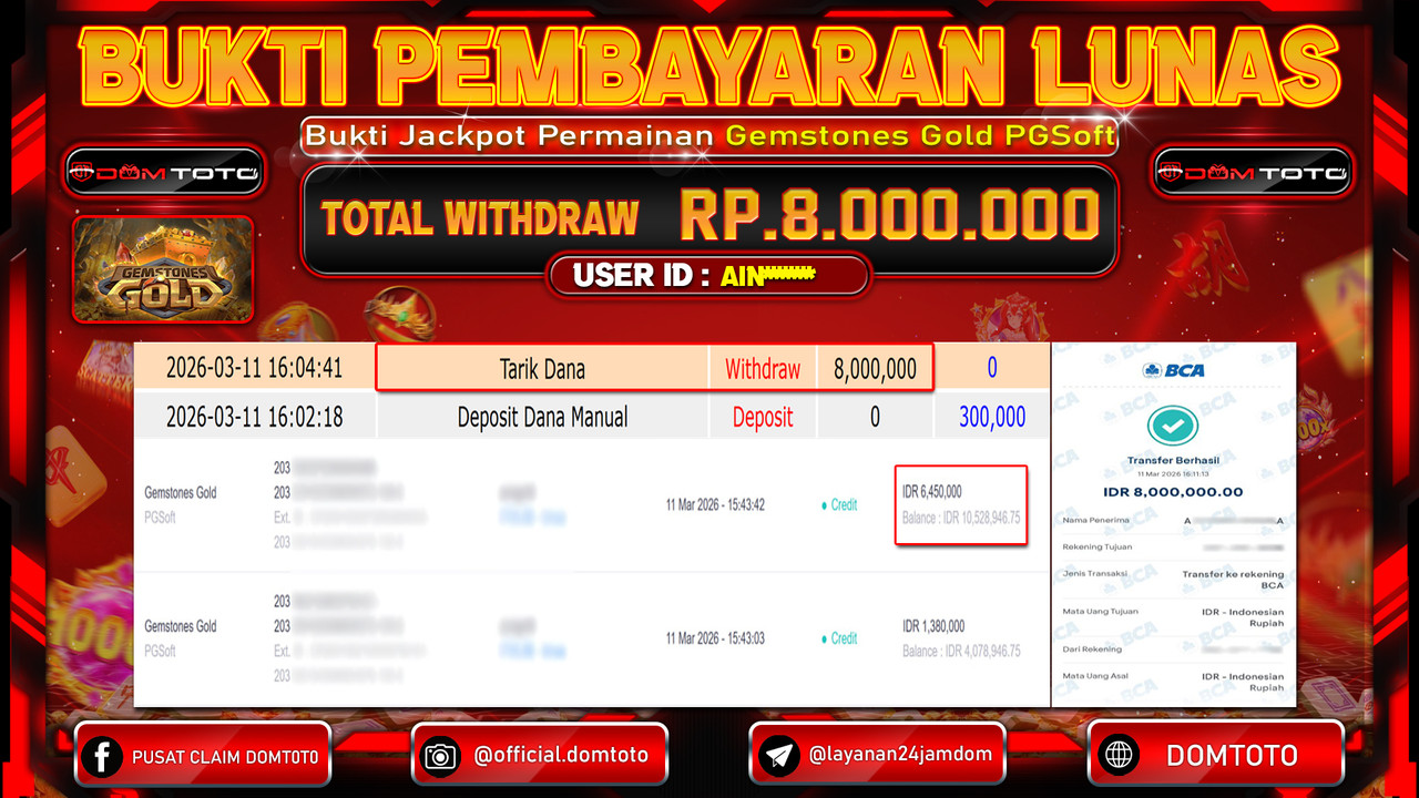 JACKPOT SLOT Gemstones Gold PGSoft 11 MARET 2026