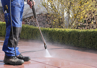 Turbo power washing of exterior driveway